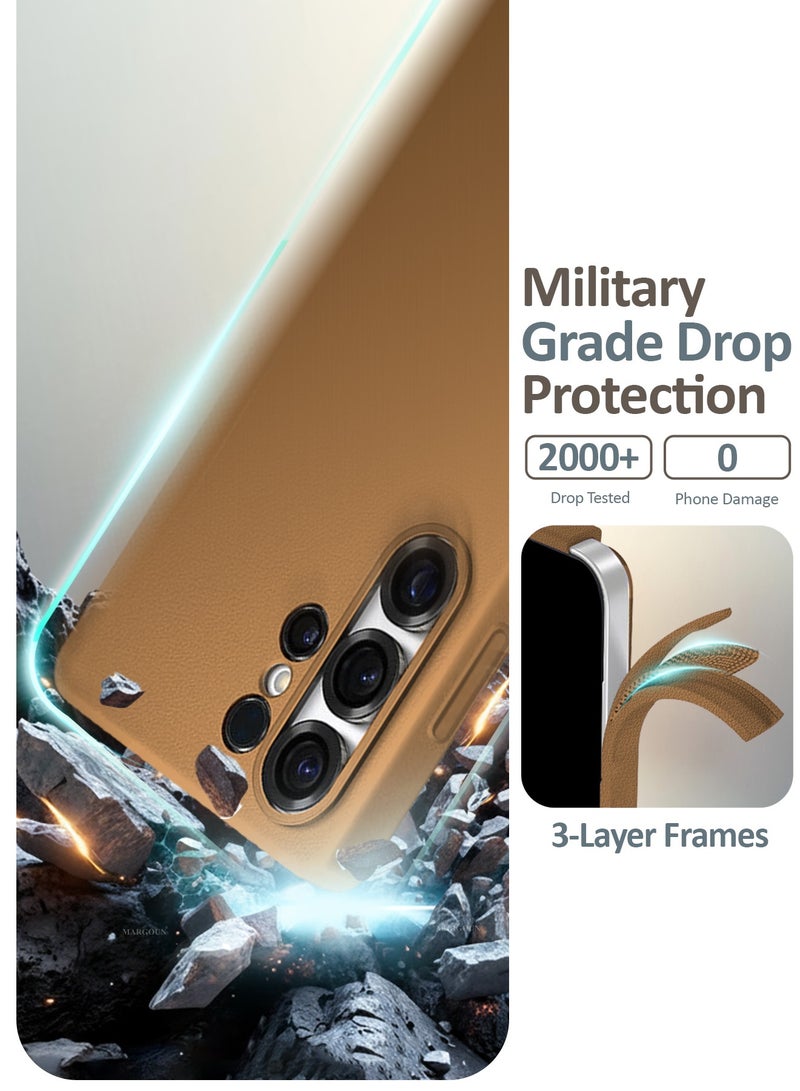 CATANES 2 Pack Leather Case for Samsung Galaxy S26 Ultra, One Case with One 3D Glass ,  Leather Back Cover, Shockproof Protective Shell, Elegant Matte Finish- Brown - Image 3